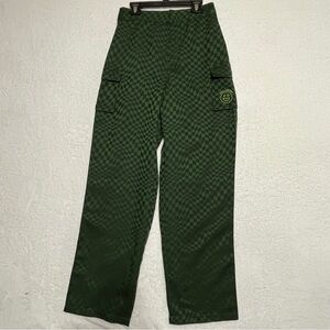 Collusion Unisex Pants Green Checkerboard Print Cargo Utility Size W-26, L-32